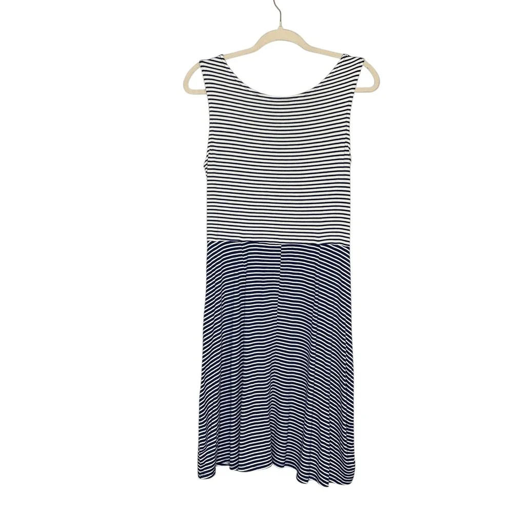 Est. 1946 blue and white midi‎ striped rayon blend sleeveless dress. Size M